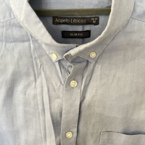 Men's Blue Shirt with Collar, White Buttons and Left Chest Pocket like new, size M