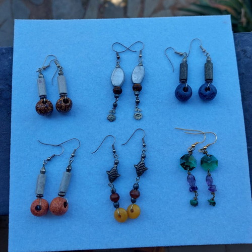 Handmade earrings set of 6, new