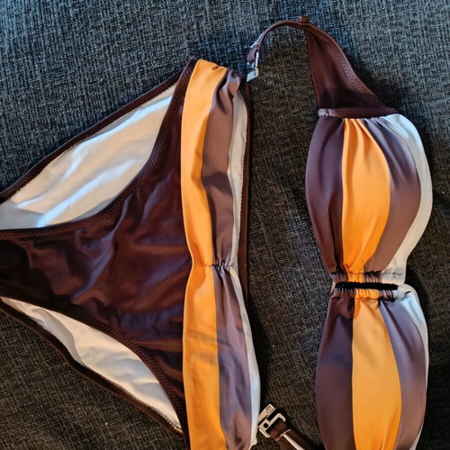 Trichrome bikini swimsuit like new, size S, brown and white