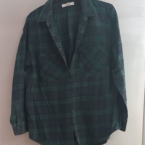 Pull & Bear checked shirt used, size M, blue and green