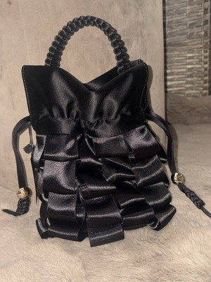 Callista black satin bucket bag new with tags