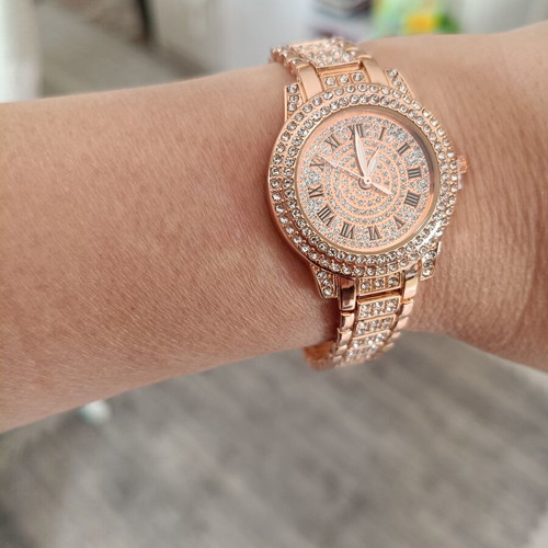 Women's rose gold watch with rhinestones and matching bracelet new