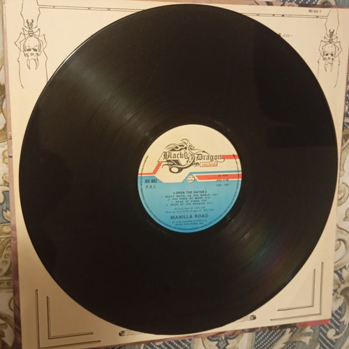 Manilla Road Open the Gates vinyl record like new, 1985 France Black Dragon