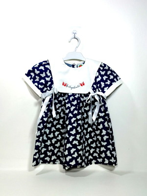 Frutti per Bimbi toddler dress with butterflies and vintage collar, new