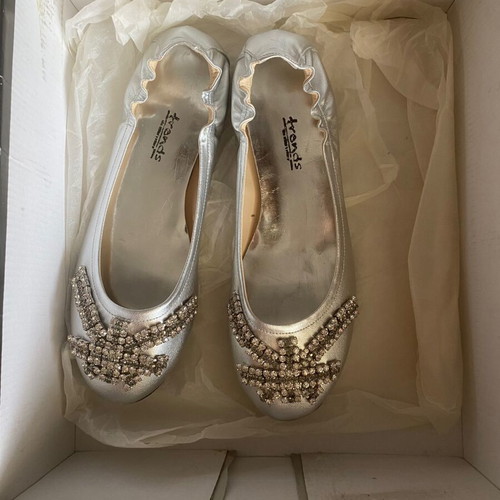 Silver ballerina shoes new with rhinestones