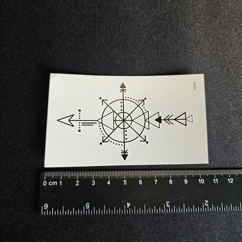 Tattoo T-043 Waterproof Temporary Tattoo with Geometric Compass and Arrow Design