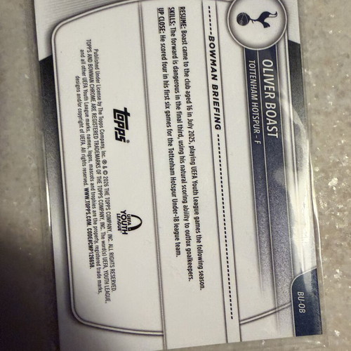 Oliver Boast First Bowman Sticker New