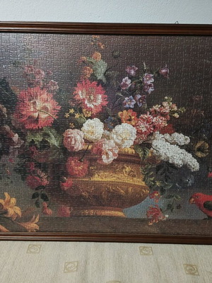 Πίνακας παζλ «Flower Piece with Parrot» σαν καινούργιο με κορνίζα
