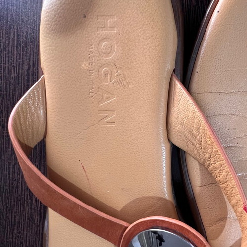 Hogan leather sandals used, beige and brown, size 39
