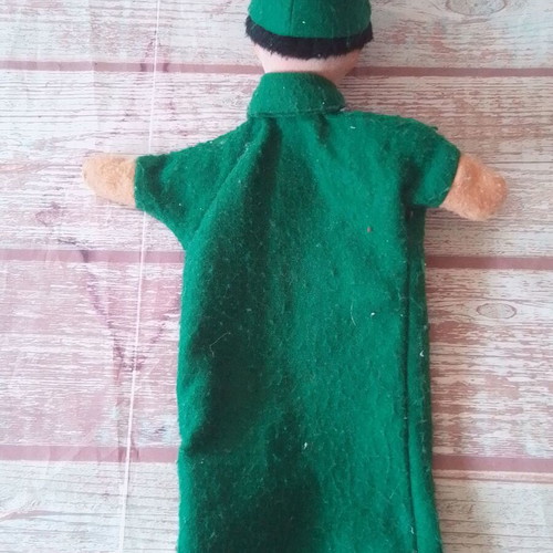 Vintage fabric felt puppet glove soldier KERSA Germany used