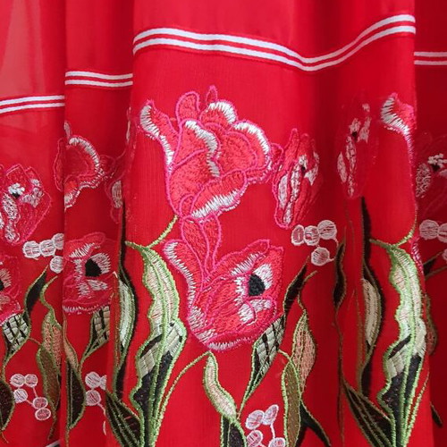 Amuse Maxi Dress New With Embroidered Flowers Red M