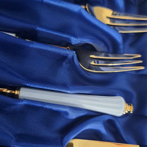 Forks set of 6 small vintage with luxury case and amazing handle, new