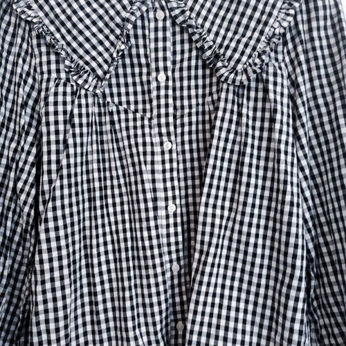 Peter Pan Collar Gingham Shirt Primark like new, black and white, XS