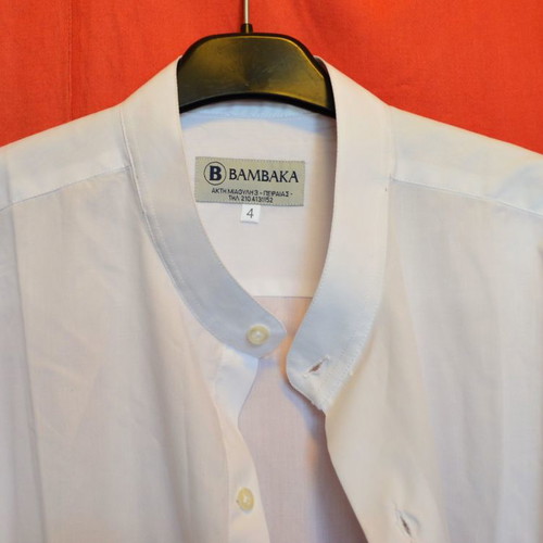 White shirt with papadistiko collar new, size L