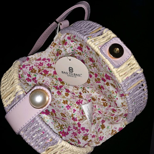 Bag to Bag γυναικεία τσάντα ώμου στρογγυλή καινούργια, μωβ-μπεζ