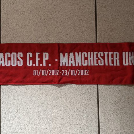 Official Olympiacos-Manchester United scarf 2002-2003 Champions League