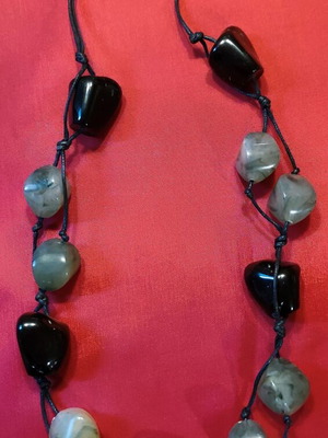 Luck and Protection Necklace handmade, like new, black Obsidian and green Aventurine