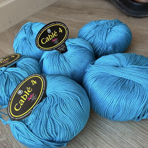 Cotton Cable 4 Yarn Spring Turquoise 5.5 Pieces New
