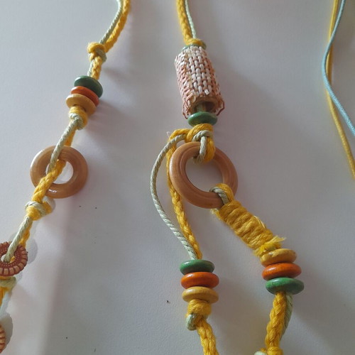 2 ethnic/boho necklaces new, natural materials, multicolor