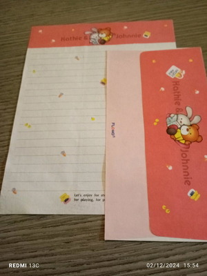 Correspondence used, medium size, 1 envelope and 1 sheet