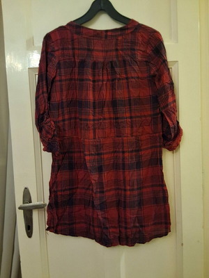 Plaid shirt dress used red black size M