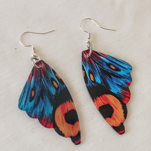 Butterfly Wing Earrings new, colorful plexiglass and stainless steel