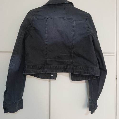 Black denim jacket for girls 13-14 H&M like new with fading