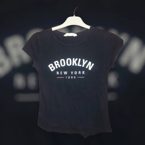 H&M black T-shirt with Brooklyn print for girls 10-12 years