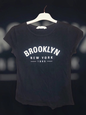 H&M black T-shirt with Brooklyn print for girls 10-12 years