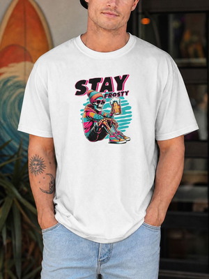 T-Shirt Stay Frosty unisex, new, white, sizes M-L-XL