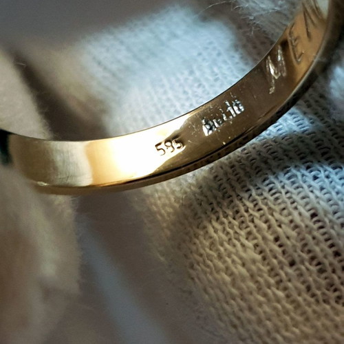 Wedding ring white and yellow gold 14K used, size 62