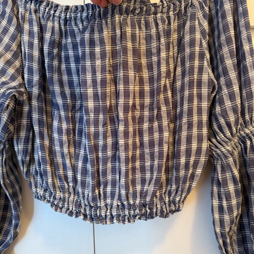 Italian Viscose Tunic checked blue white like new