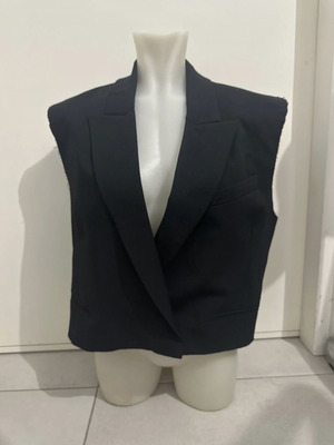 Zara Cropped Sleeveless Blazer Vest Like New, Black, XS