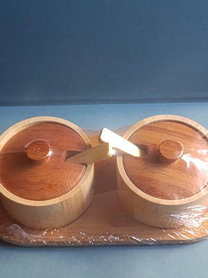 Espiel Bamboo Spice Jars Set of 2 with Tray 24x11x7 cm