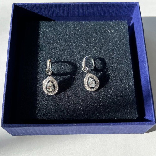 Swarovski drop earrings, silver, pavé, round cut