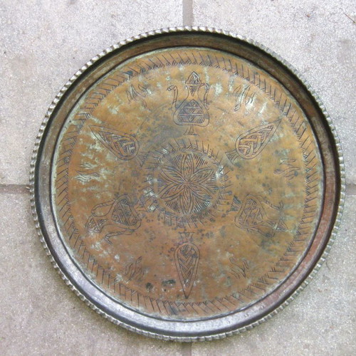 Copper tray used antique with 60 cm diameter