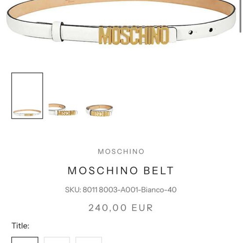 Moschino White Leather Logo Belt Size 40 like new