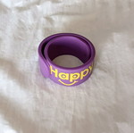 Slap bracelet "Happy" like new, purple-fuchsia