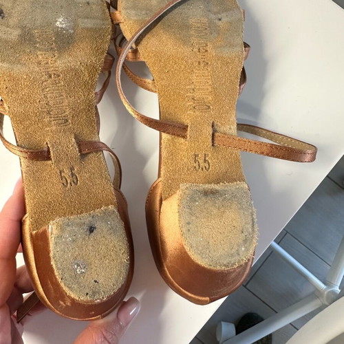 Dance shoes leather like new, brown and gold, size 38