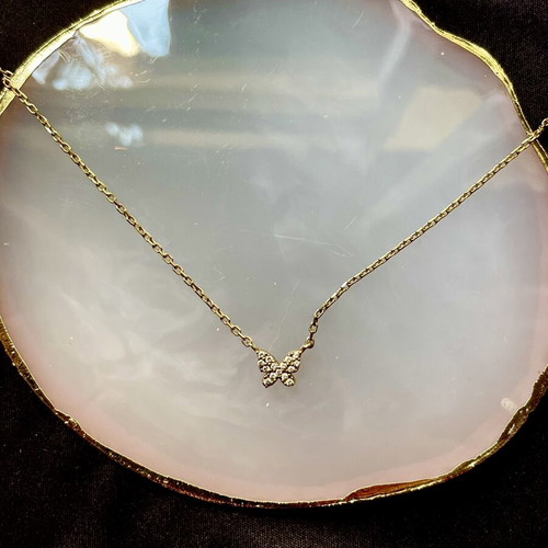 Anna Maria Mazaraki Silver Gold-Plated Butterfly Necklace with Zircon 40-45cm