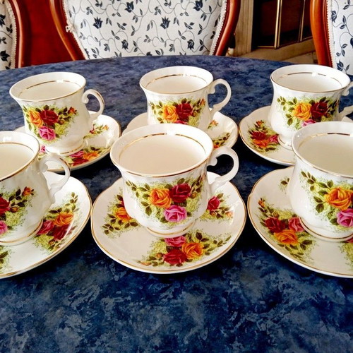 Pink Roses tea cup set of 6