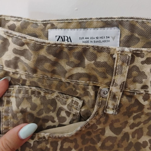 Zara leopard jeans like new, beige, size XXL