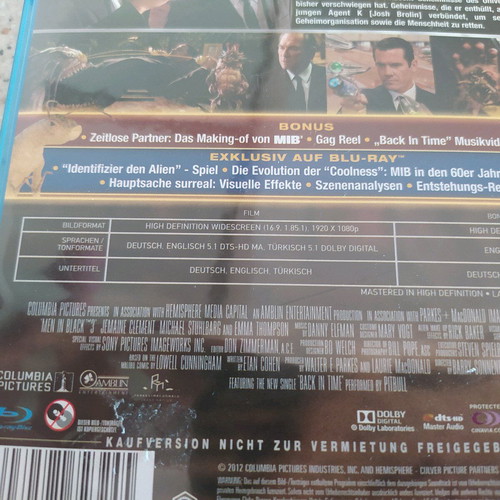 Men in Black III Blu-Ray like new, German edition with subtitles