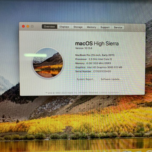 Apple Macbook Pro 8,1 (2011) used, 13.3 inch, i5, 8GB, 250GB SSD