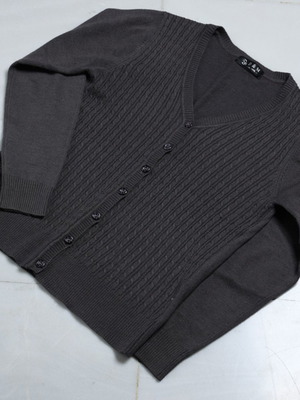Women's cardigan used with knit pattern, gray, size M