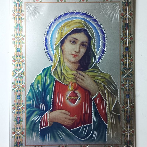 Virgin Mary icon with metal coating like new