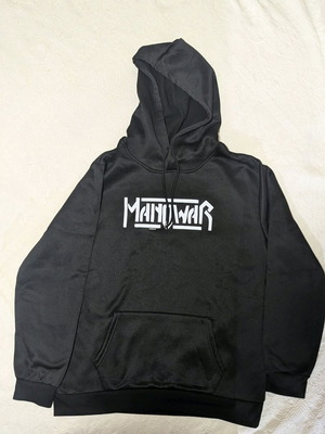Manowar men's hoodie Large new, black with pocket