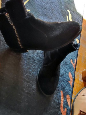 Black suede ankle boots used, size 37, H&M