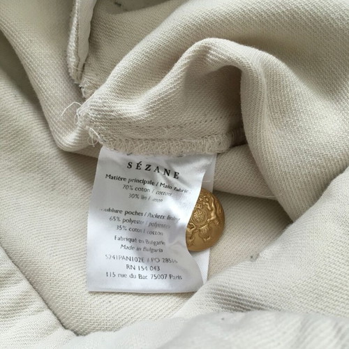 Sézane jeans trouser cotton and linen like new, ecru color