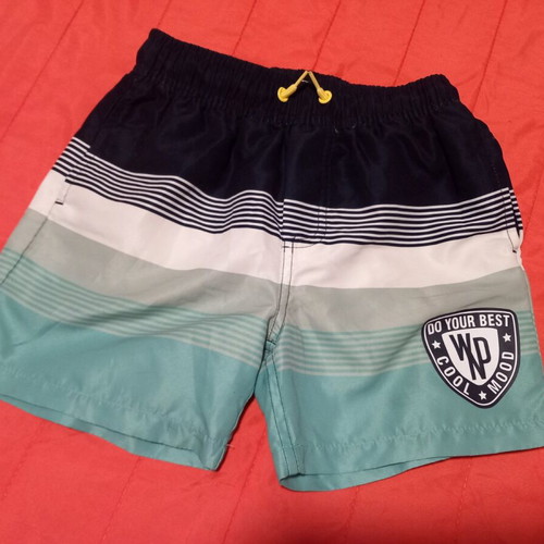 Striped microfiber swim shorts for boys used, size 140 cm